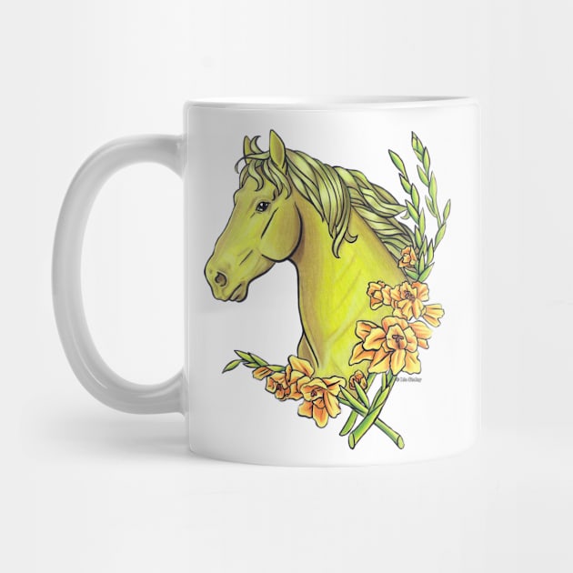 Peridot Horse with Gladiolus Flowers by lizstaley